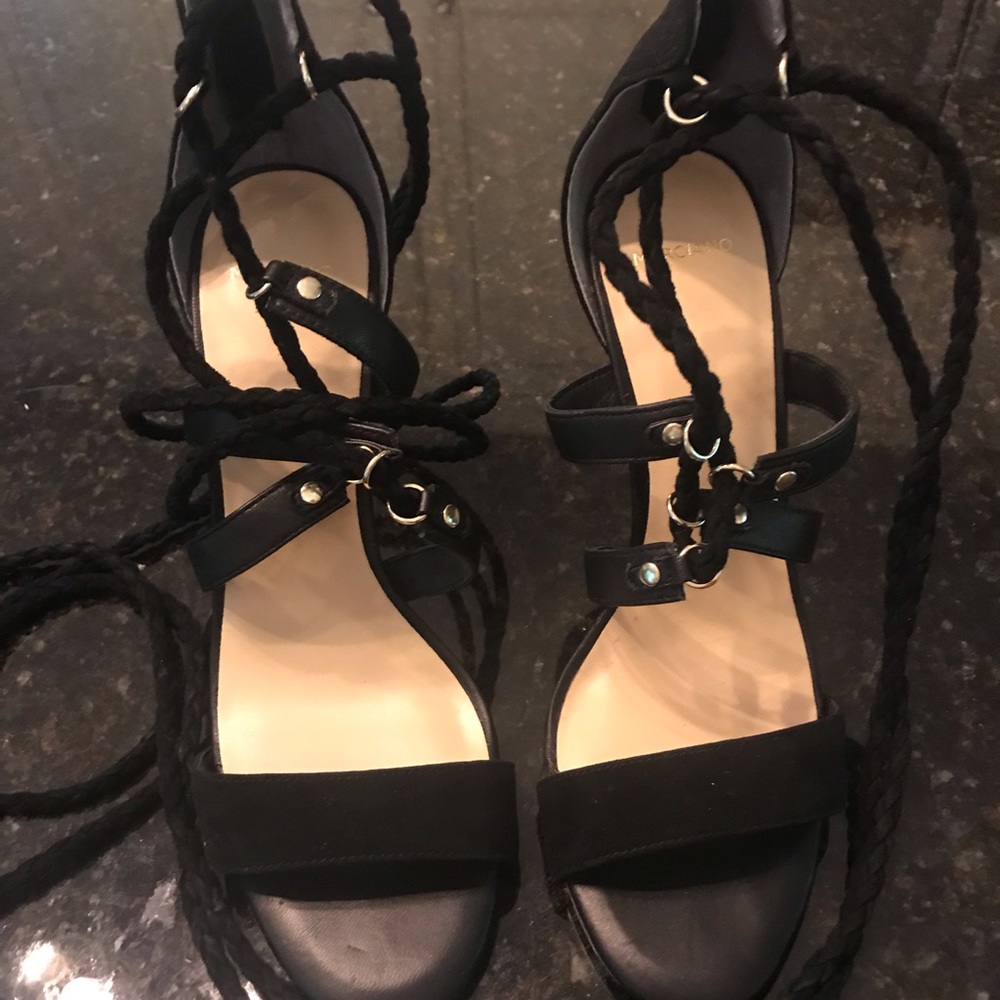 Marciano black leather heels
